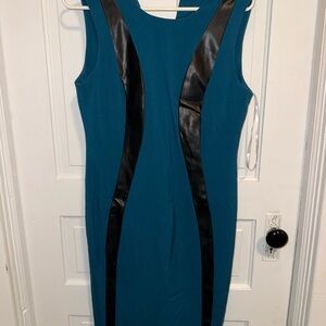 Calvin Klein Teal Dress with Black Accents